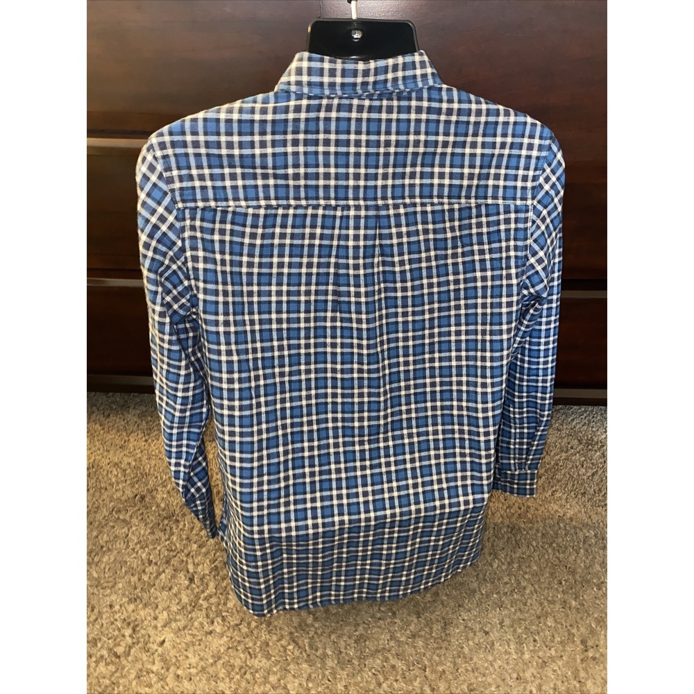 prAna LOS FELIZ Flannel Long Sleeve Shirt Admiral Blue Plaid Small NWT MSRP $89 - Picture 4 of 6